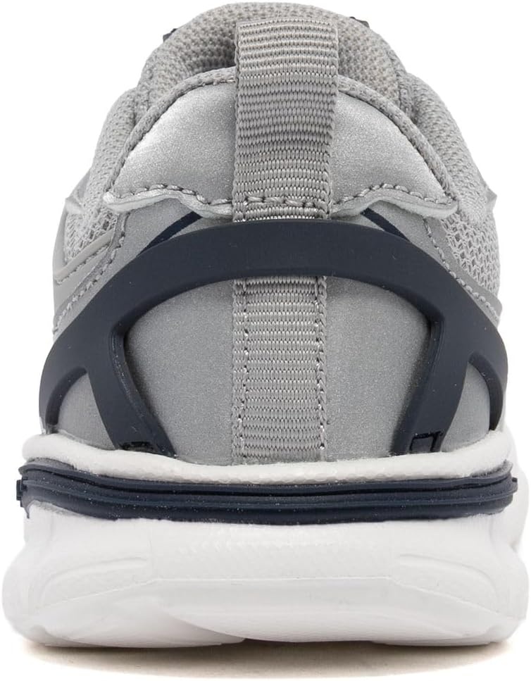 image:imageNautica Toddler Boys amp Girls Athletic Running Sneakers Lightweight Breathable Mesh Tennis Shoes with Bungee Laces Comfortable Walking amp School FootwearWhite Silver Navy