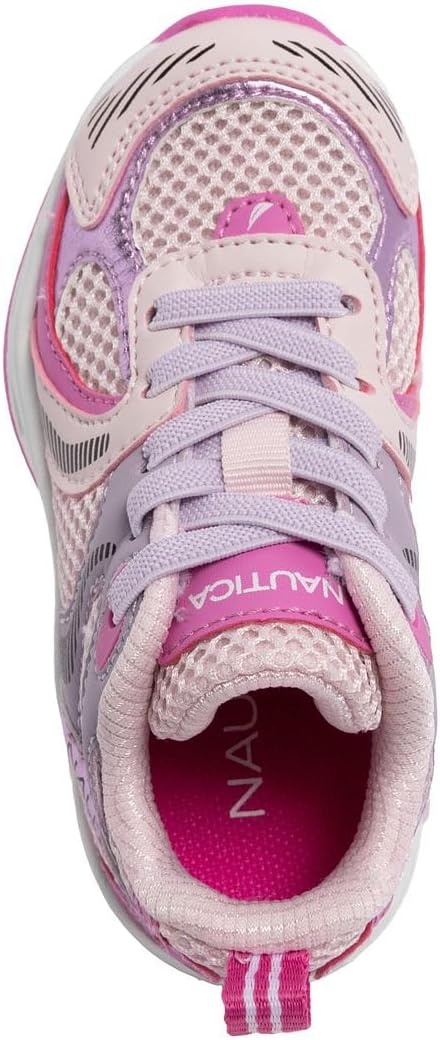 image:imageNautica Toddler Boys amp Girls Athletic Running Sneakers Lightweight Breathable Mesh Tennis Shoes with Bungee Laces Comfortable Walking amp School FootwearPink Purple
