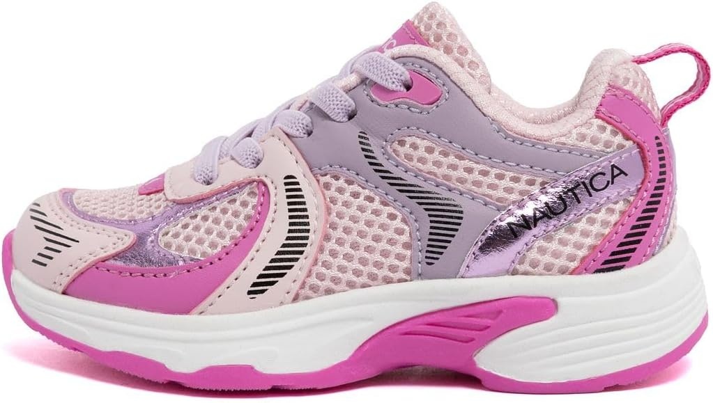 image:imageNautica Toddler Boys amp Girls Athletic Running Sneakers Lightweight Breathable Mesh Tennis Shoes with Bungee Laces Comfortable Walking amp School FootwearPink Purple