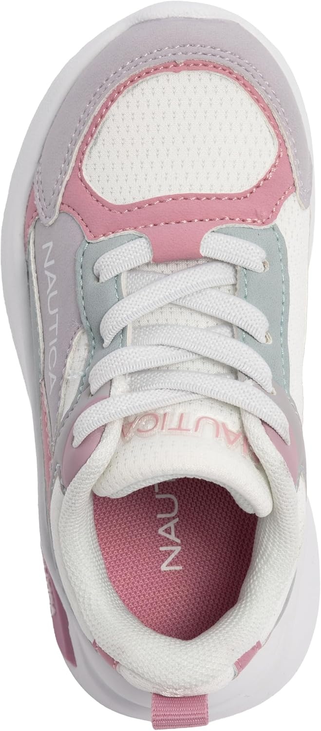 image:imageNautica Toddler Boys amp Girls Athletic Running Sneakers Lightweight Breathable Mesh Tennis Shoes with Bungee Laces Comfortable Walking amp School FootwearPink Lilac Blue