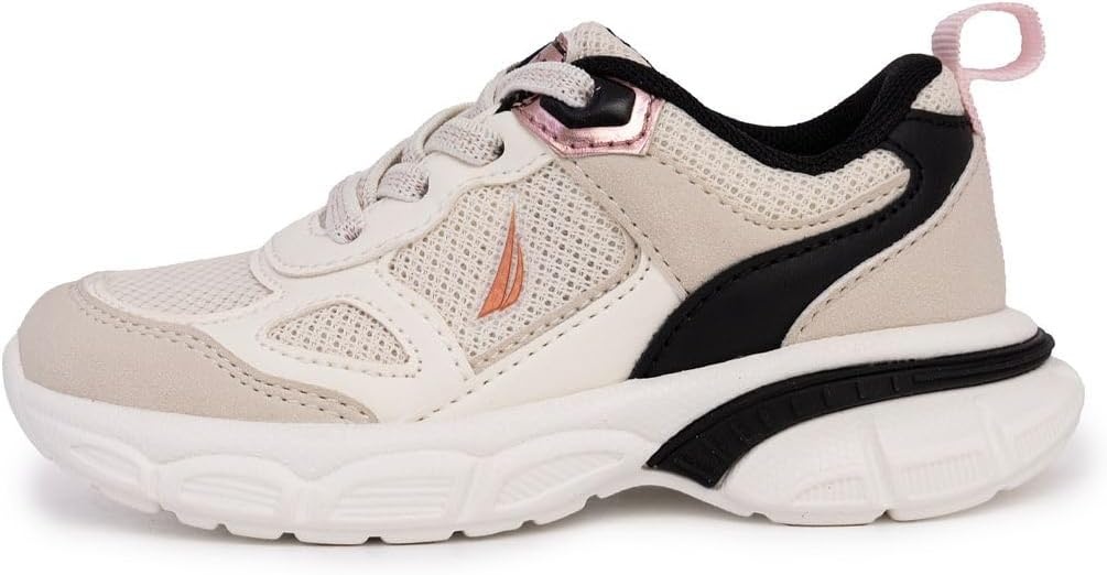 image:imageNautica Toddler Boys amp Girls Athletic Running Sneakers Lightweight Breathable Mesh Tennis Shoes with Bungee Laces Comfortable Walking amp School FootwearBone Black Gold