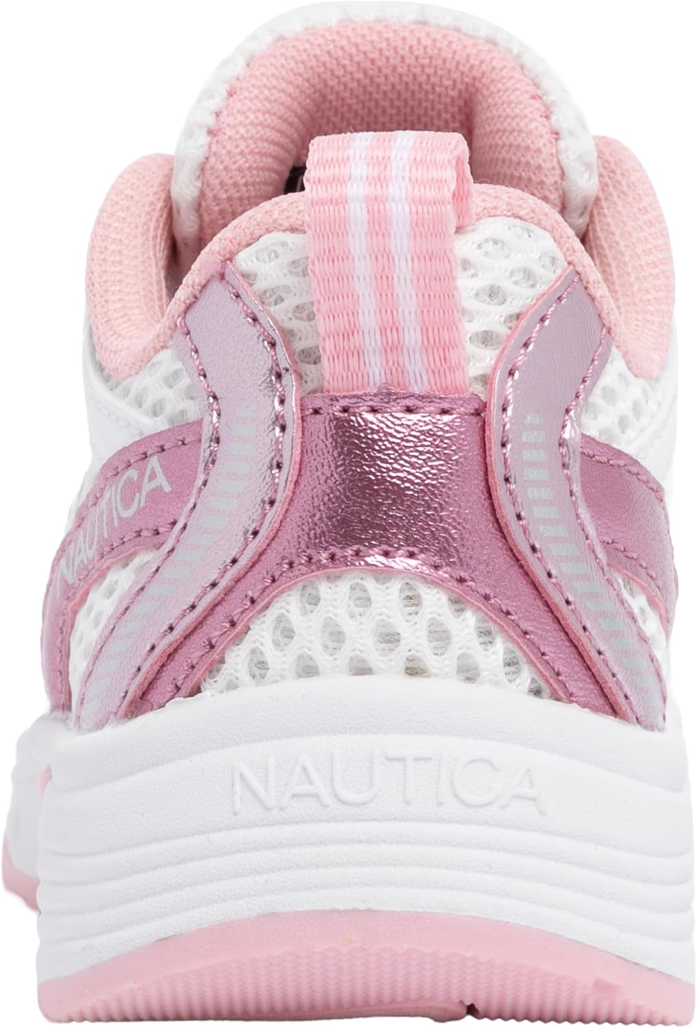 image:imageNautica Toddler Boys amp Girls Athletic Running Sneakers Lightweight Breathable Mesh Tennis Shoes with Bungee Laces Comfortable Walking amp School FootwearWhite Pink Metallic