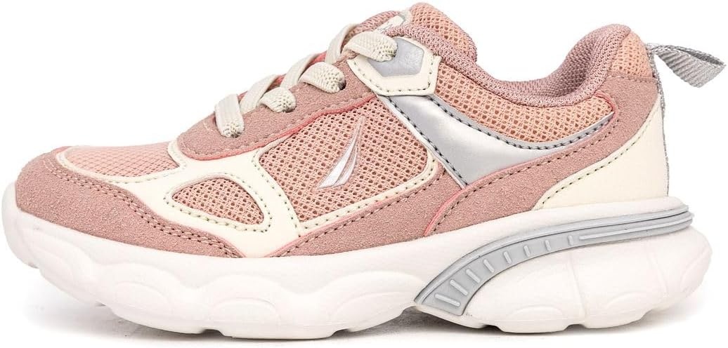 image:imageNautica Toddler Boys amp Girls Athletic Running Sneakers Lightweight Breathable Mesh Tennis Shoes with Bungee Laces Comfortable Walking amp School FootwearPink Bone Grey