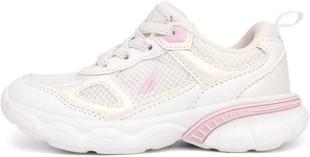 image:imageNautica Toddler Boys amp Girls Athletic Running Sneakers Lightweight Breathable Mesh Tennis Shoes with Bungee Laces Comfortable Walking amp School FootwearWhite Iridescent Pink