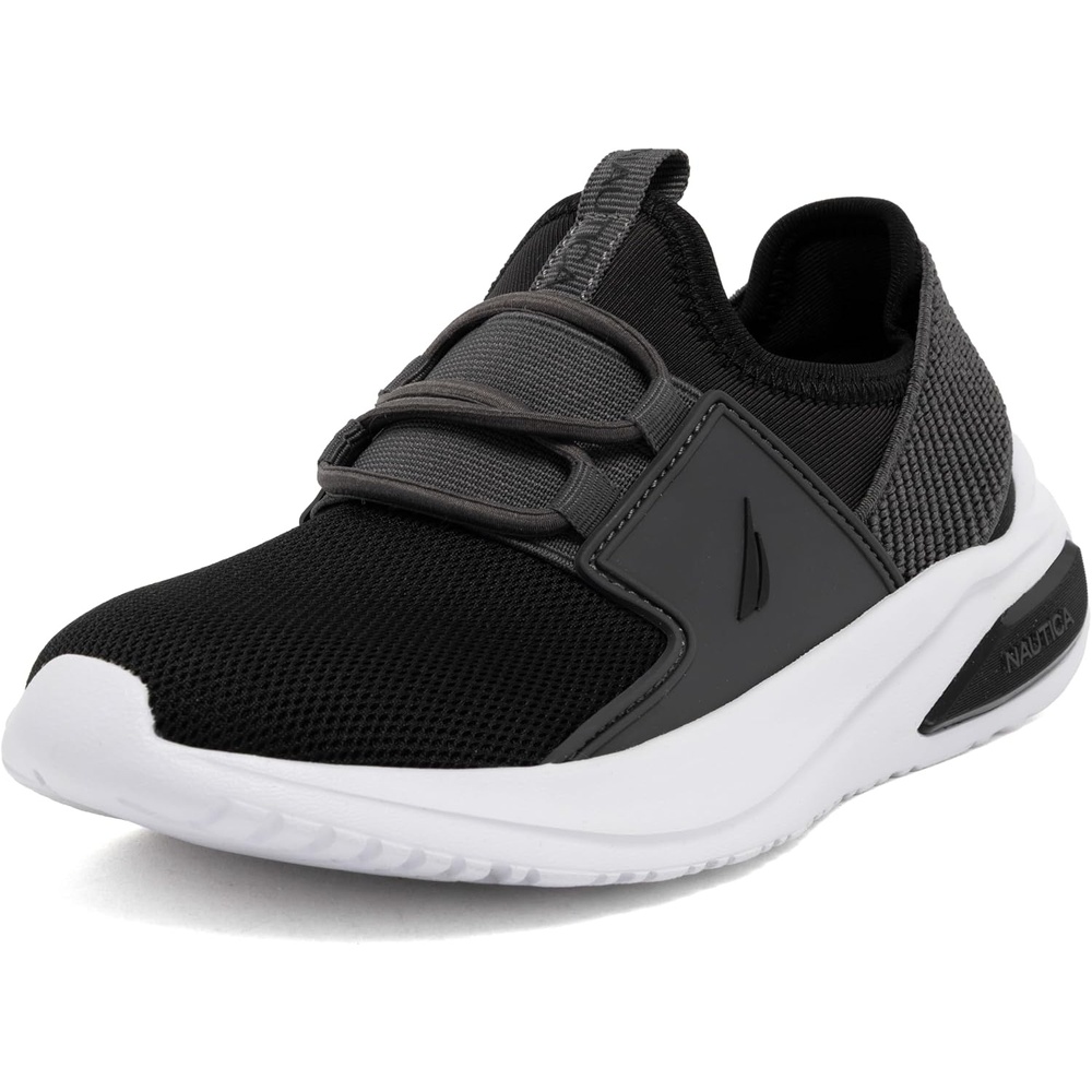 image:imageNautica Kids Athletic SlipOn Sneakers Comfortable Bungee Running Shoes for Boys and Girls Stylish and Supportive Footwear for Active Kids Big KidLittle KidToddlerBlack Grey