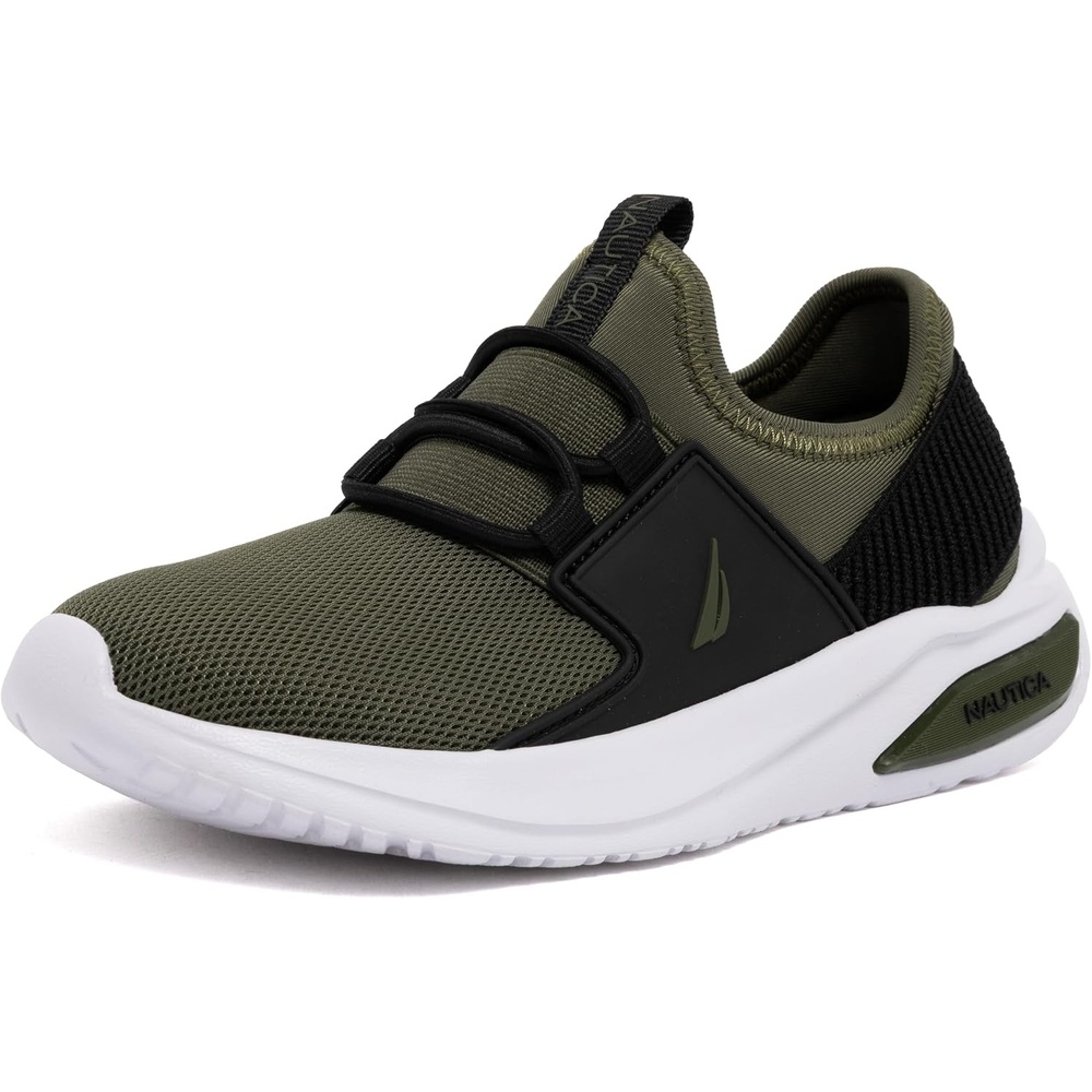 image:imageNautica Kids Athletic SlipOn Sneakers Comfortable Bungee Running Shoes for Boys and Girls Stylish and Supportive Footwear for Active Kids Big KidLittle KidToddlerOlive Black