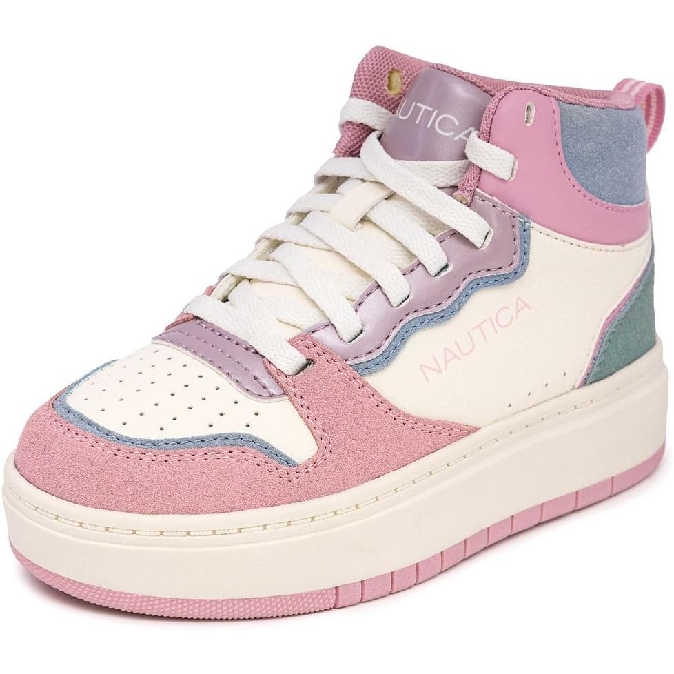 image:imageNautica Kids Boys and Girls High Top Shoe Casual Fashion Basketball Boot Sneakers Big KidLittle Kid Sizes HorizonPink Pastel Platform