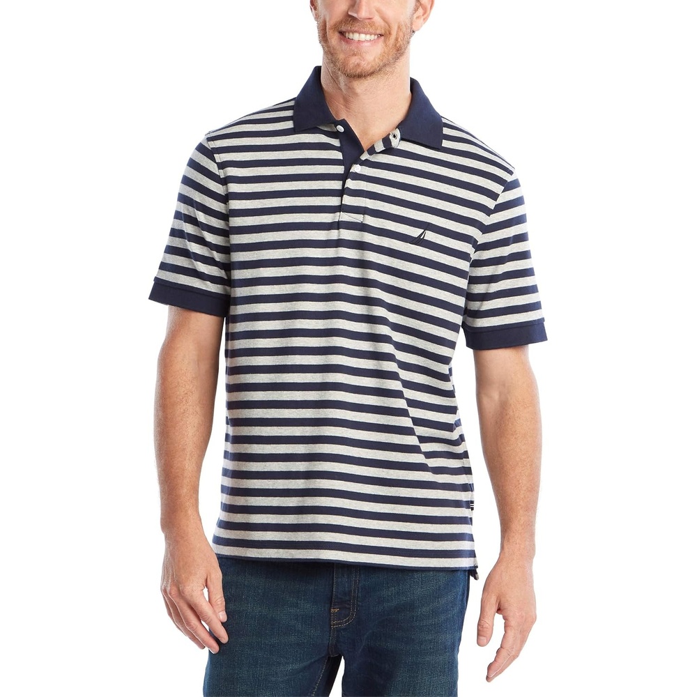 image:imageNautica Mens Classic Fit 100 Cotton Soft Short Sleeve Stripe Polo ShirtNavy