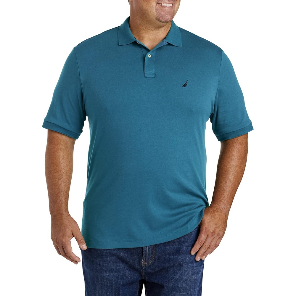 image:imageNautica Mens Classic Fit Short Sleeve Dual Tipped Collar Polo ShirtCargo Blue
