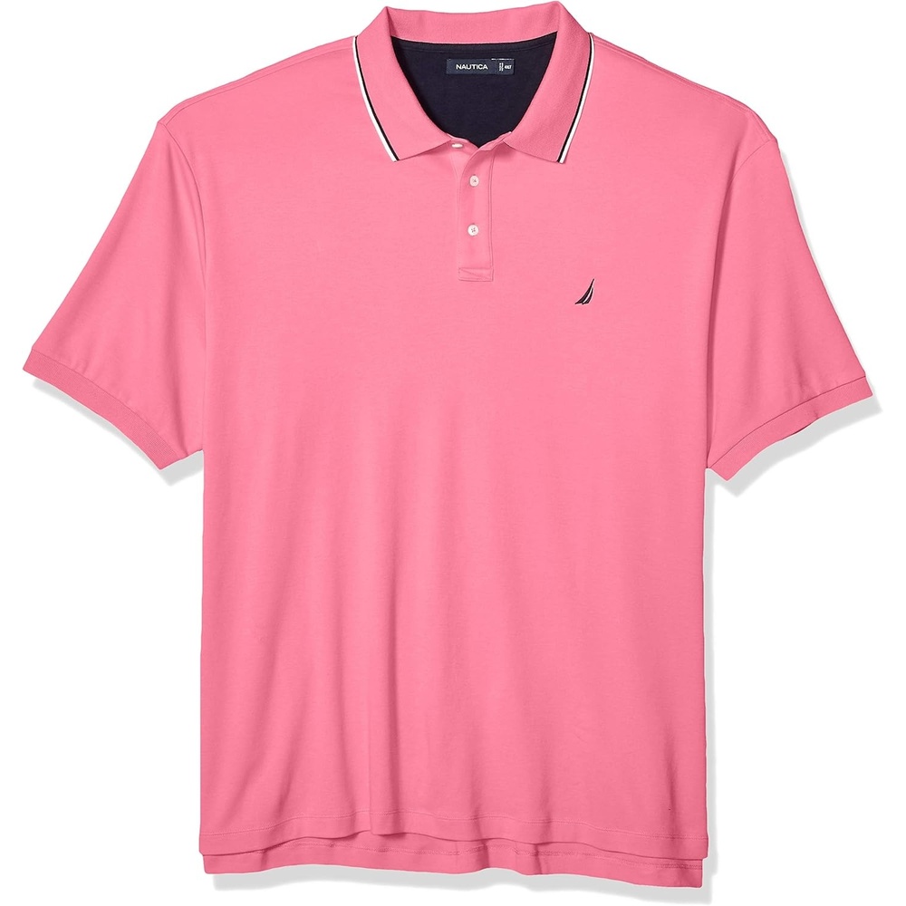 image:imageNautica Mens Classic Fit Short Sleeve Dual Tipped Collar Polo ShirtCarnation