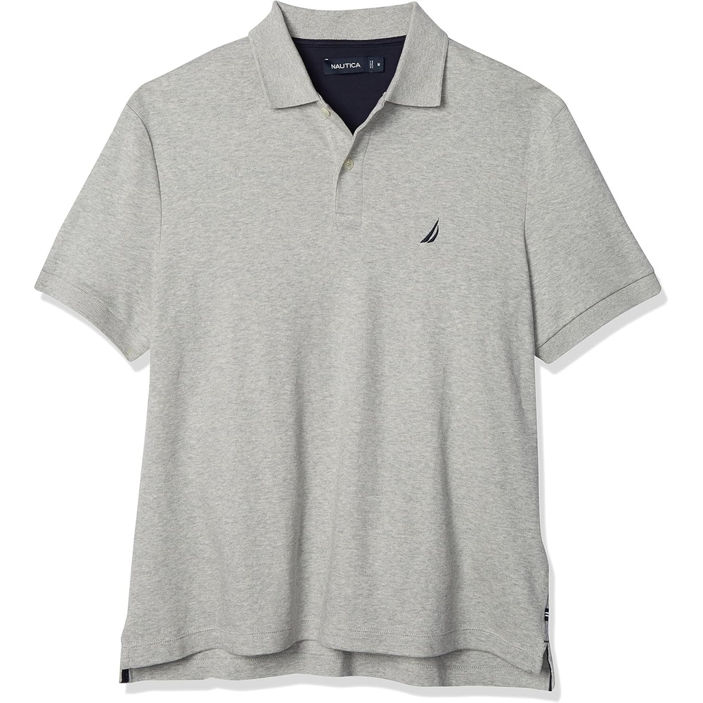 image:imageNautica Mens Classic Fit Short Sleeve Dual Tipped Collar Polo ShirtGrey Heather