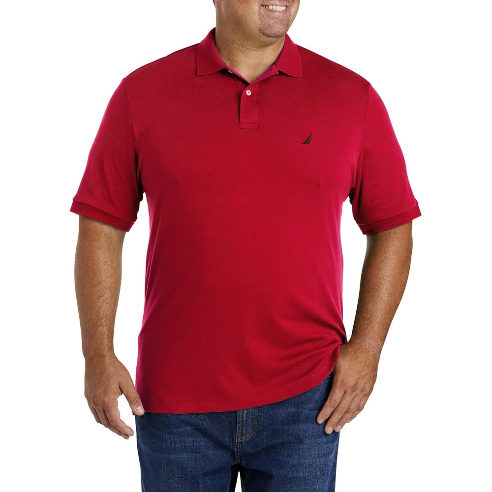 image:imageNautica Mens Classic Fit Short Sleeve Dual Tipped Collar Polo ShirtNew Nautica Red