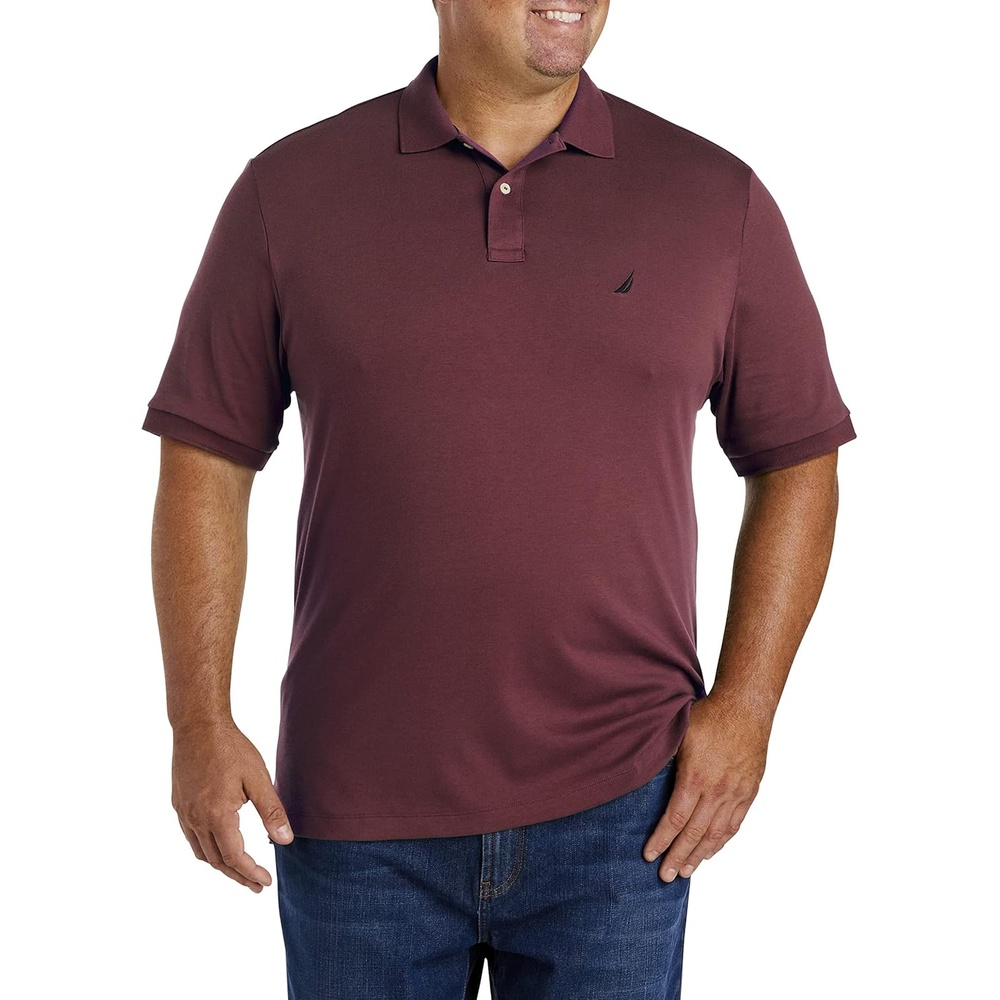 image:imageNautica Mens Classic Fit Short Sleeve Dual Tipped Collar Polo ShirtNew Royal Burgundy