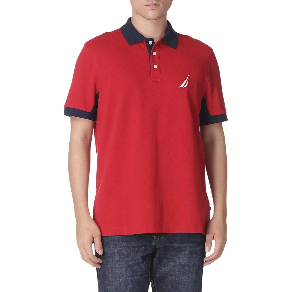 image:imageNautica Mens Classic Fit Short Sleeve Performance Pique Polo ShirtNautica Red