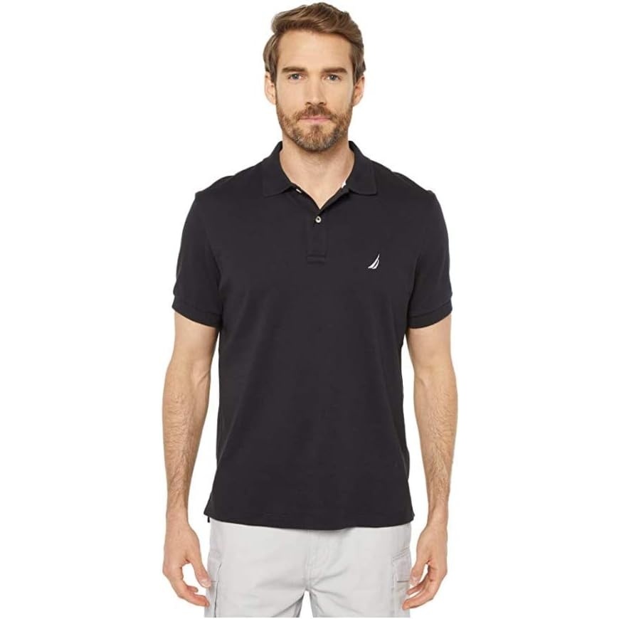 image:imageNautica Mens Classic Fit Short Sleeve Solid Soft Cotton Polo ShirtBlack