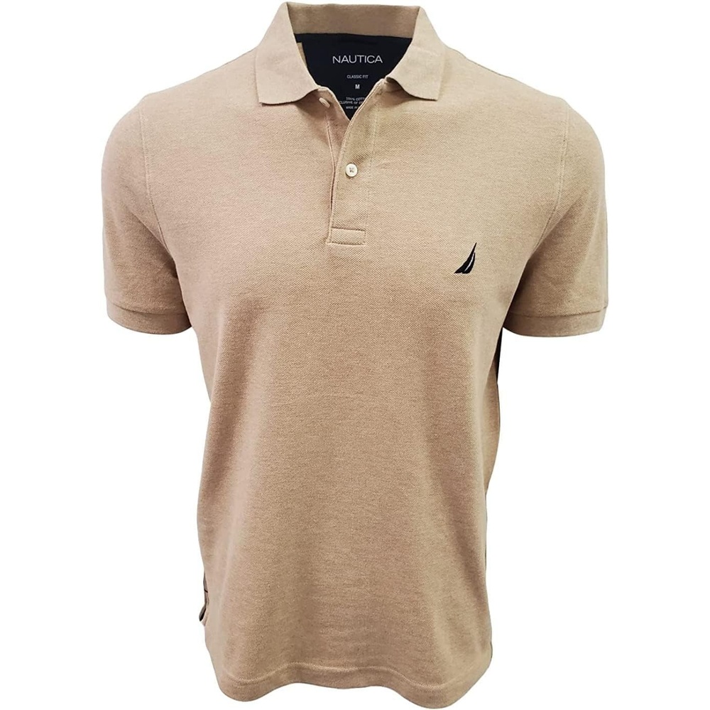 image:imageNautica Mens Classic Fit Short Sleeve Solid Soft Cotton Polo ShirtCamel Heather