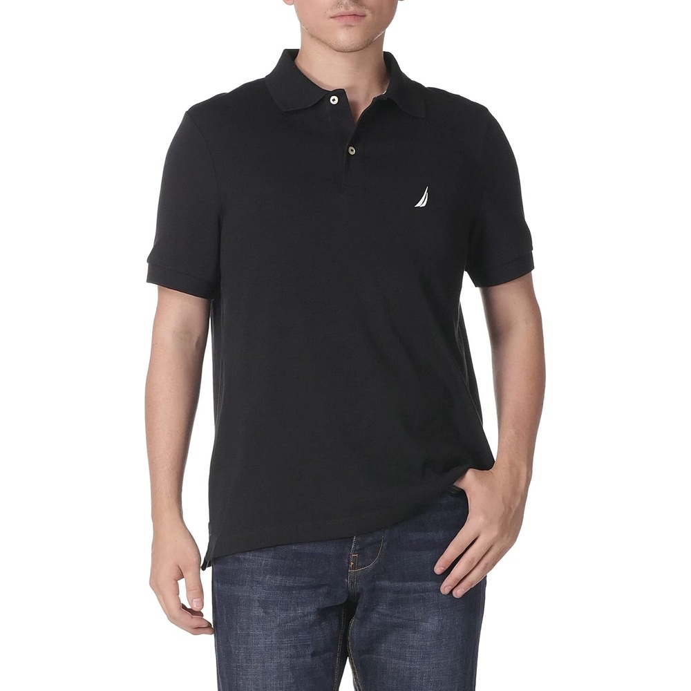 image:imageNautica Mens Classic Fit Short Sleeve Solid Soft Cotton Polo ShirtNew True Black