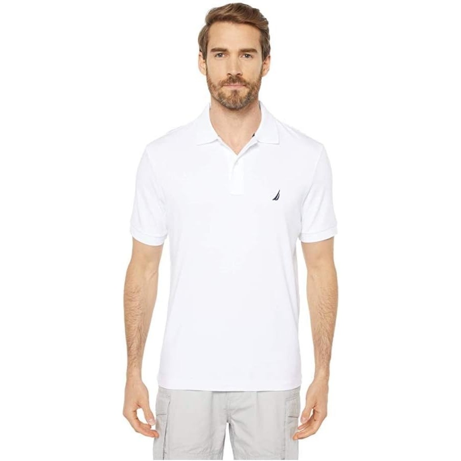 image:imageNautica Mens Classic Fit Short Sleeve Solid Soft Cotton Polo ShirtWhite