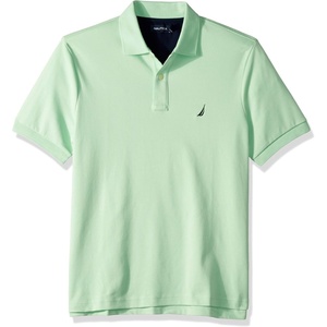 Nautica Men’s Classic Fit Short Sleeve Dual Tipped Collar Polo Shirt(Ash Green Solid)