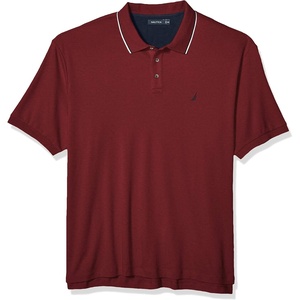 Nautica Men’s Classic Fit Short Sleeve Dual Tipped Collar Polo Shirt(Barolo)