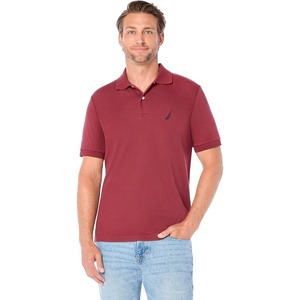 Nautica Men’s Classic Fit Short Sleeve Dual Tipped Collar Polo Shirt(Barolo Solid)