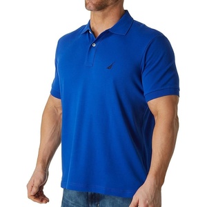 Nautica Men’s Classic Fit Short Sleeve Dual Tipped Collar Polo Shirt(Bright Cobalt)