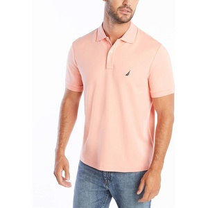 Nautica Men’s Classic Fit Short Sleeve Dual Tipped Collar Polo Shirt(Coral Sands Solid)