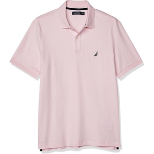 Nautica Men’s Classic Fit Short Sleeve Dual Tipped Collar Polo Shirt(Cradle Pink)