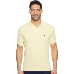 Nautica Men’s Classic Fit Short Sleeve Dual Tipped Collar Polo Shirt(French Vanilla)