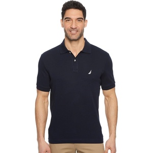 Nautica Men’s Classic Fit Short Sleeve Dual Tipped Collar Polo Shirt(New Navy)