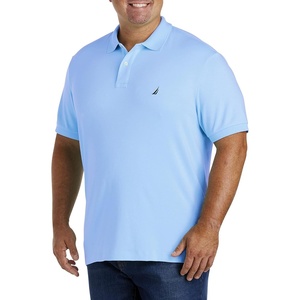 Nautica Men’s Classic Fit Short Sleeve Dual Tipped Collar Polo Shirt(Noon Blue)