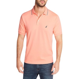 Nautica Men’s Classic Fit Short Sleeve Dual Tipped Collar Polo Shirt(Pale Coral)