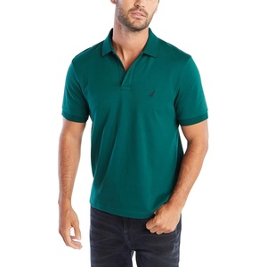 Nautica Men’s Classic Fit Short Sleeve Dual Tipped Collar Polo Shirt(Tidal Green Solid)