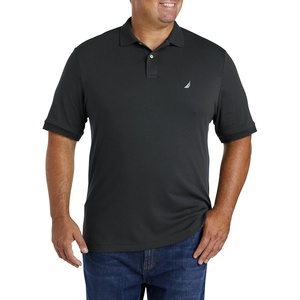 Nautica Men’s Classic Fit Short Sleeve Dual Tipped Collar Polo Shirt(True Black)