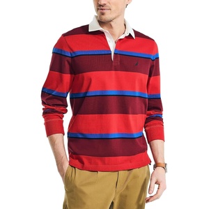 Nautica Men’s Relaxed Fit Long-Sleeve Rugby Polo(Sunrise Red)