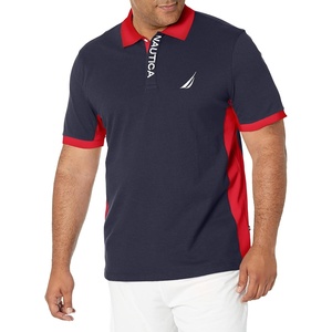 Nautica Men’s Short Sleeve Color Block Performance Pique Polo Shirt(Navy)