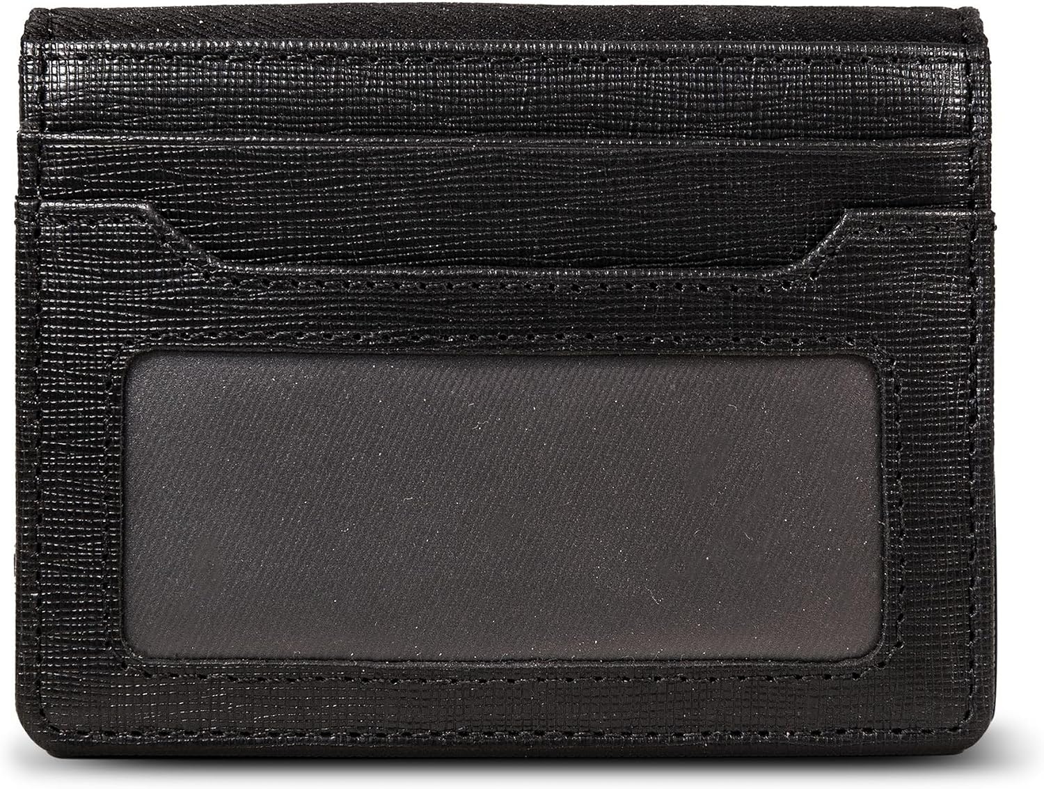 image:imageNautica Mens Slim Wallet Card Case RFID Blocking ID Window Minimalist Lightweight Genuine LeatherSaffiano Black