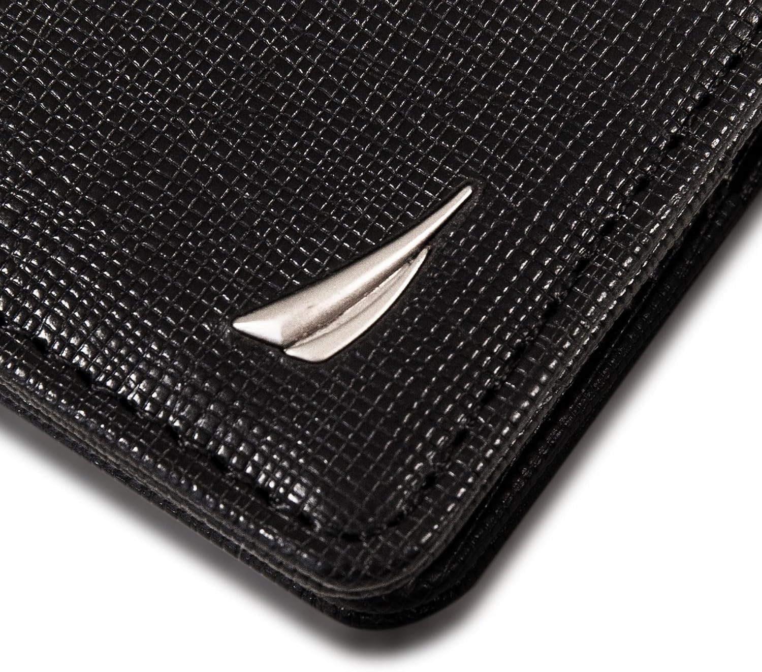 image:imageNautica Mens Slim Wallet Card Case RFID Blocking ID Window Minimalist Lightweight Genuine LeatherSaffiano Black