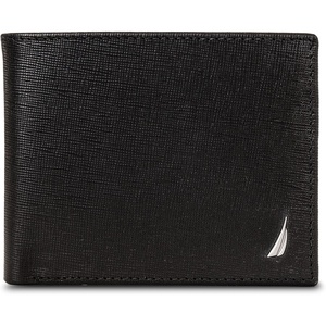 Nautica Men’s Bifold Leather Wallet | RFID Blocking | ID Window | Card Slots | Organization | Durable | Stylish(Saffiano – Black)
