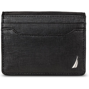 Nautica Men’s Slim Wallet | Card Case | RFID Blocking | ID Window | Minimalist | Lightweight | Genuine Leather(Saffiano – Black)
