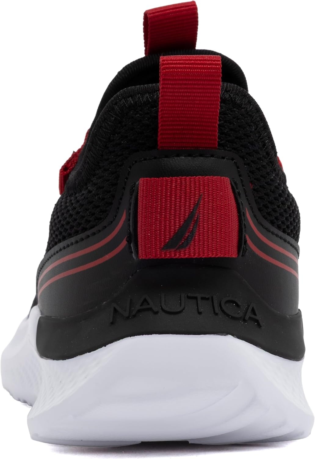 image:imageNautica Kids Boys and Girls Athletic SlipOn Sneakers Lightweight Bungee Running Shoes for Toddler Little Kid and Big KidBlack Red Sable