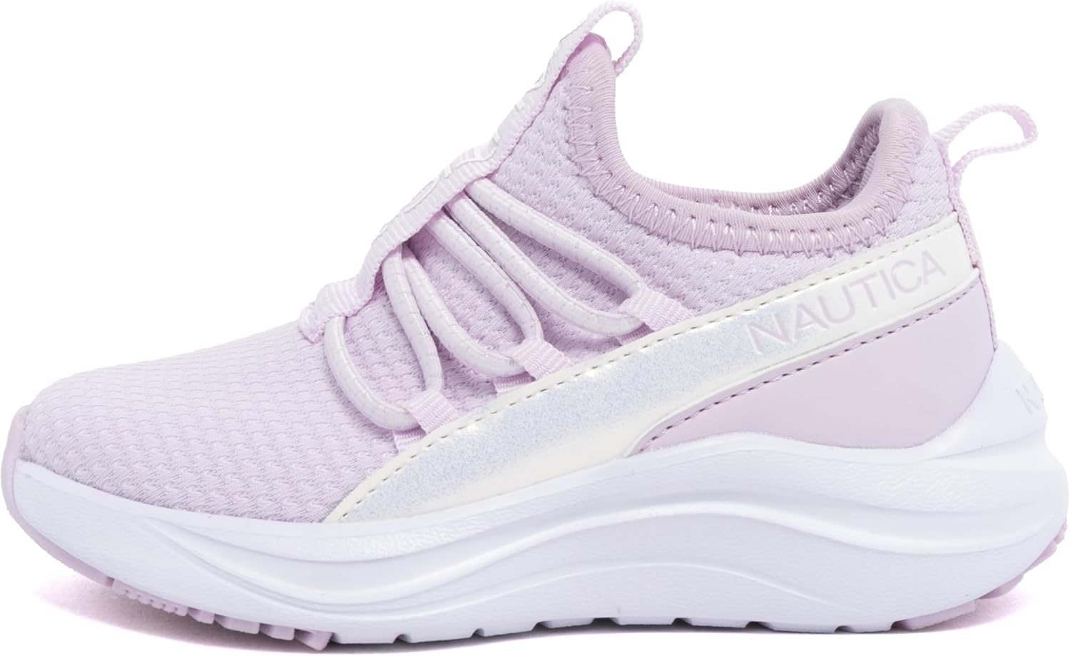 image:imageNautica Kids Boys and Girls Athletic SlipOn Sneakers Lightweight Bungee Running Shoes for Toddler Little Kid and Big KidLilac Iridescent