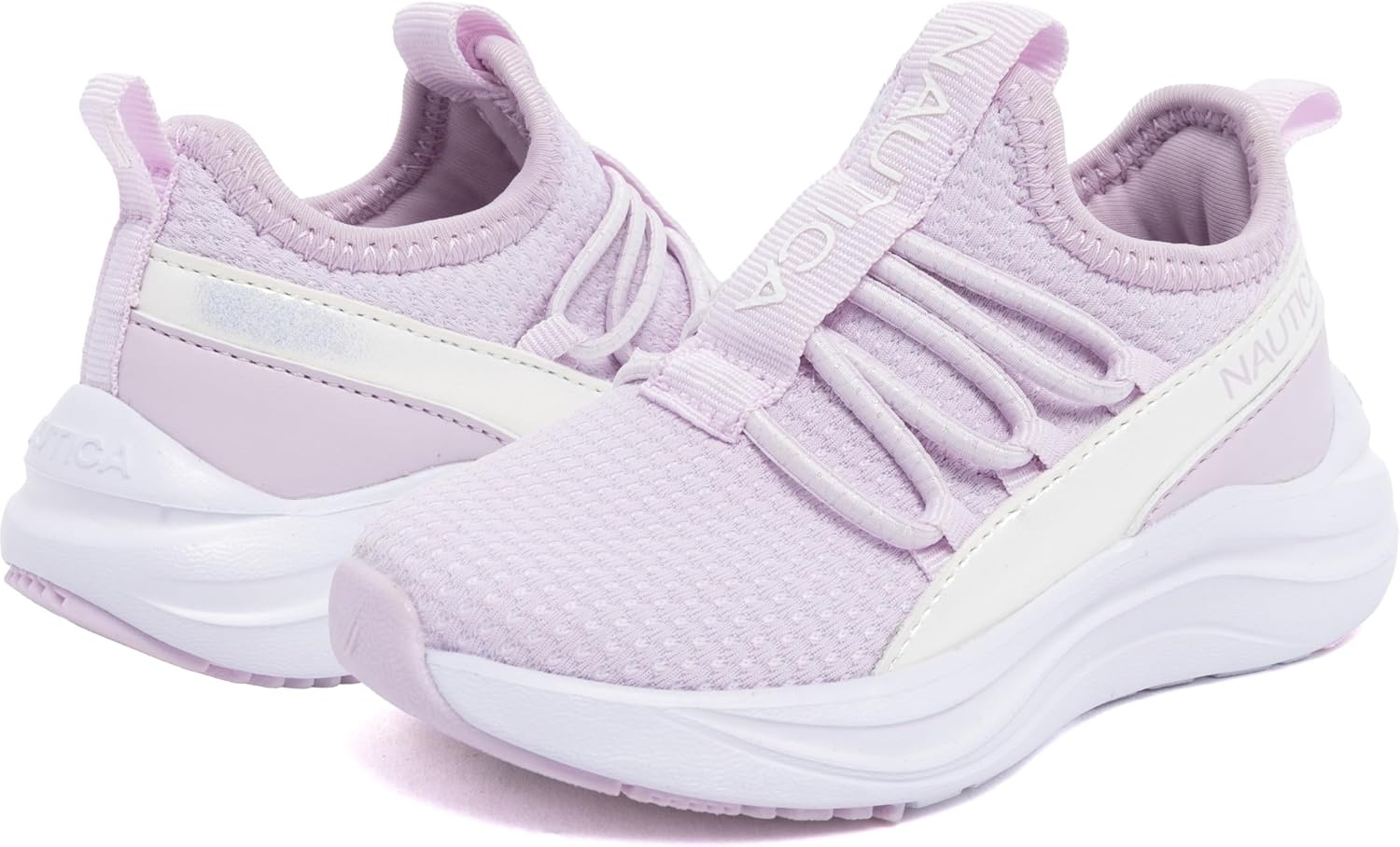 image:imageNautica Kids Boys and Girls Athletic SlipOn Sneakers Lightweight Bungee Running Shoes for Toddler Little Kid and Big KidLilac Iridescent