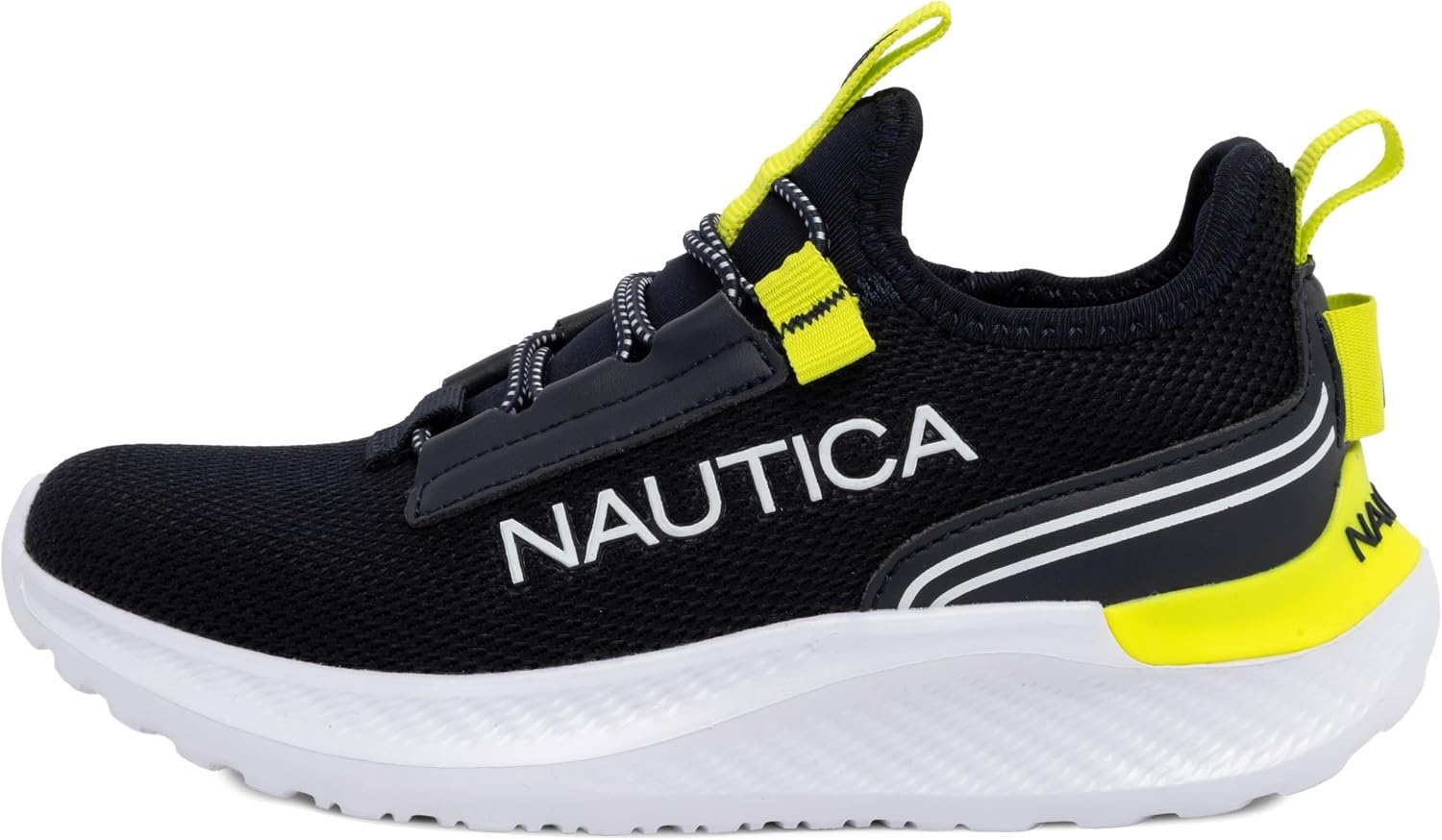 image:imageNautica Kids Boys and Girls Athletic SlipOn Sneakers Lightweight Bungee Running Shoes for Toddler Little Kid and Big KidNavy Lime Sable