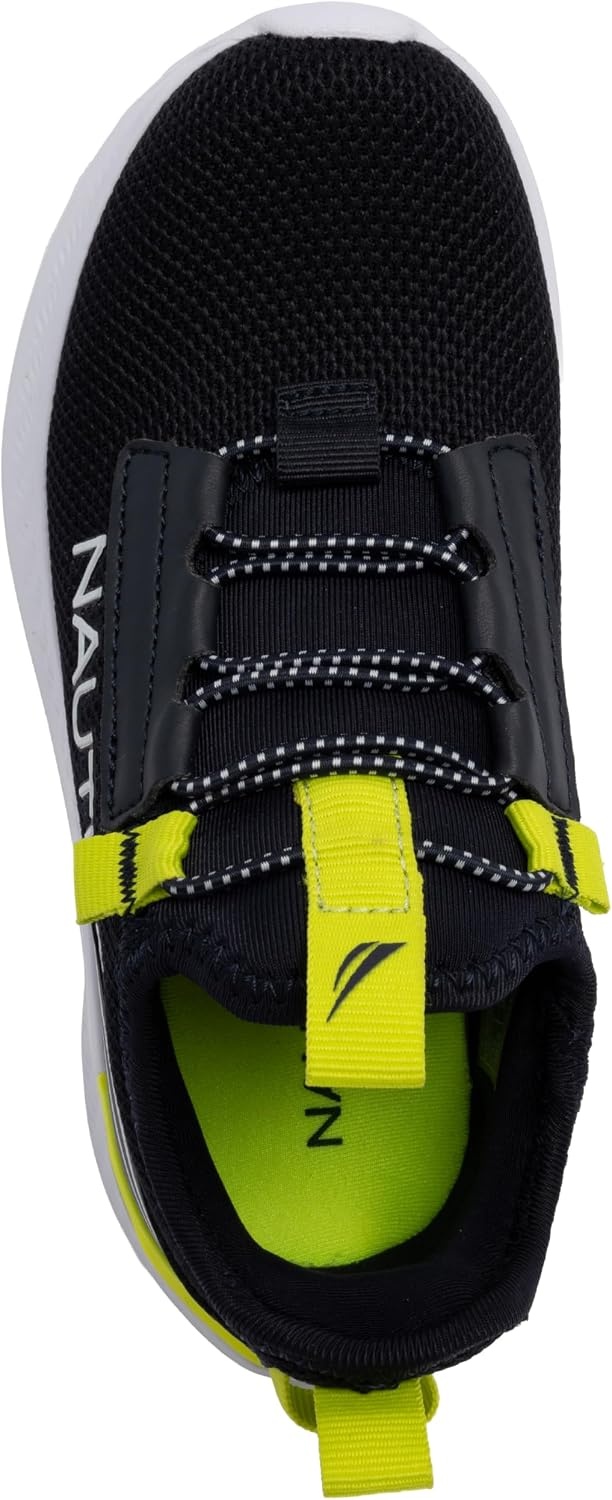 image:imageNautica Kids Boys and Girls Athletic SlipOn Sneakers Lightweight Bungee Running Shoes for Toddler Little Kid and Big KidNavy Lime Sable