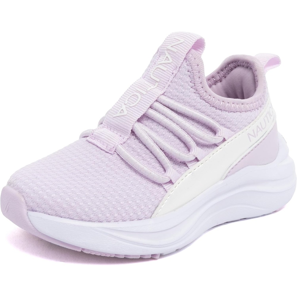 image:imageNautica Kids Boys and Girls Athletic SlipOn Sneakers Lightweight Bungee Running Shoes for Toddler Little Kid and Big KidLilac Iridescent