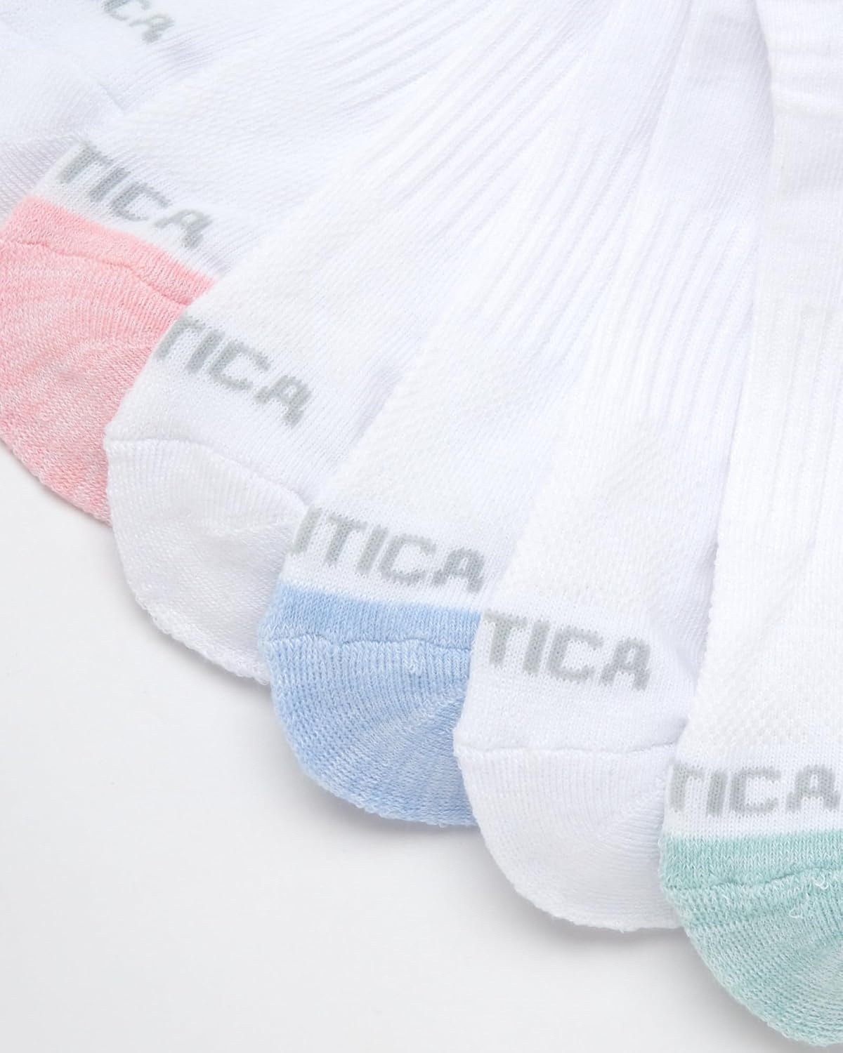 image:imageNautica Womens Ankle Socks 12 Pack Breathable Mesh Cushioned Low Cut Socks for Women Gym Athletic Womens Socks 410White Pink