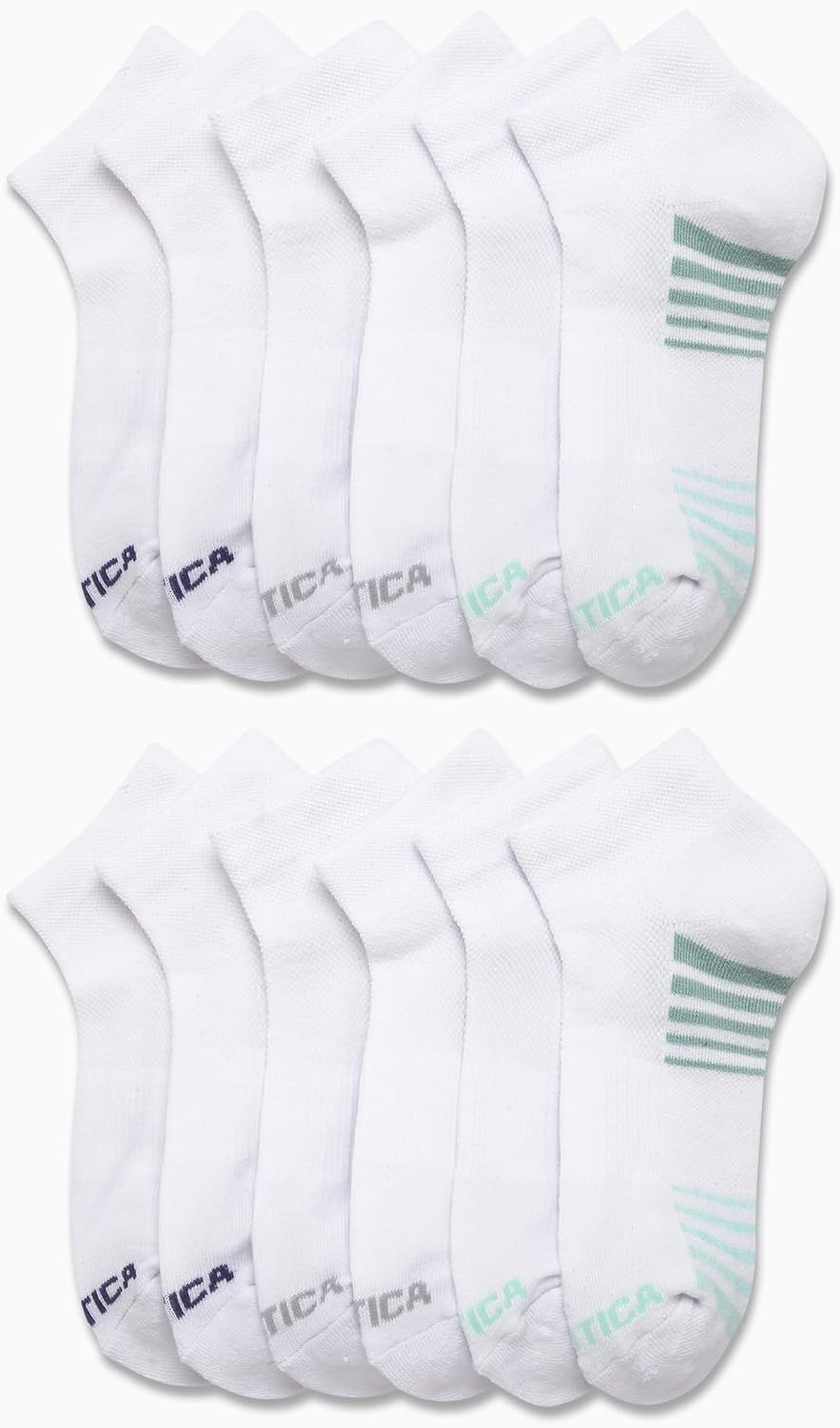 image:imageNautica Womens Quarter Cut Moisture Control Athletic Socks with Cushioned Comfort 12 PackAll White