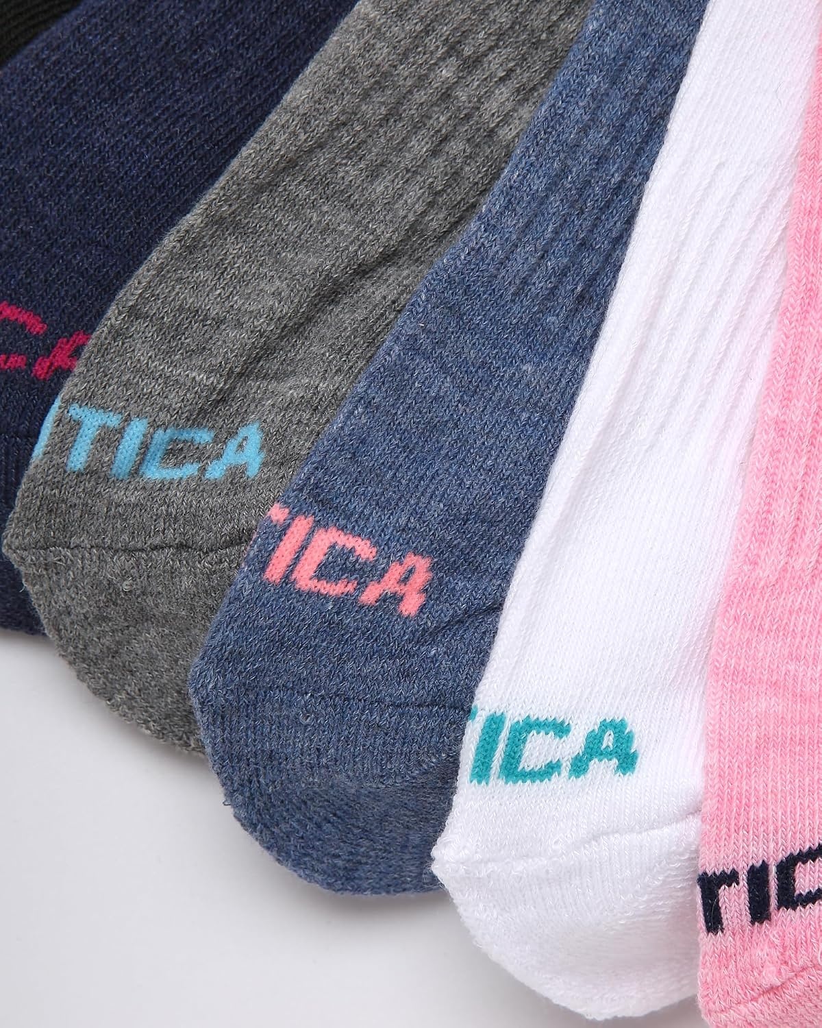 image:imageNautica Womens Quarter Cut Moisture Control Athletic Socks with Cushioned Comfort 12 PackBlue Assorted