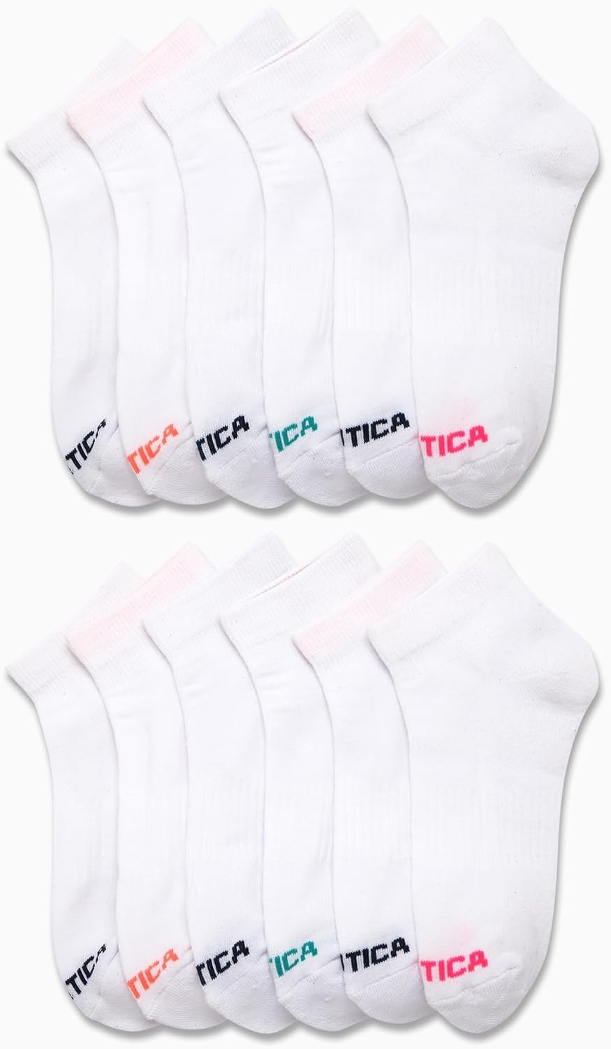 image:imageNautica Womens Quarter Cut Moisture Control Athletic Socks with Cushioned Comfort 12 PackBright White